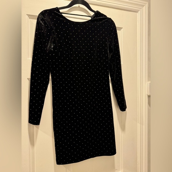Express Black Bodycon Dress Long Sleeve Crew Neck size 2 - Picture 2 of 7